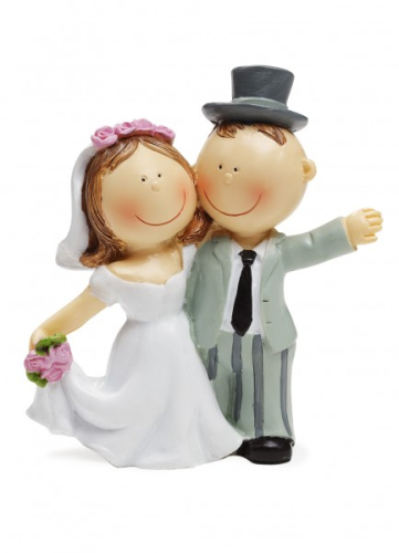 Tischdeko - Winkendes Brautpaar -  Dekoration für die Hochzeitstorte ca. 90 mm