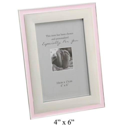 Der versilberte Bilderrahmen mit Rosa Emaille in Geschenkbox