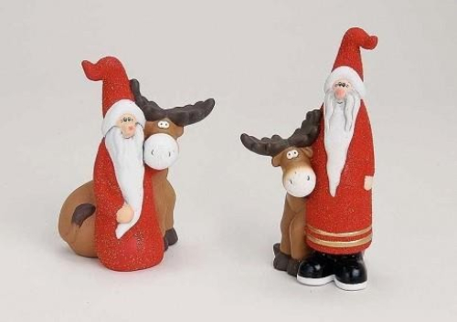 Preview: Der Nikolaus mit Elch aus Ton - Geniale Dekoidee - Knieend