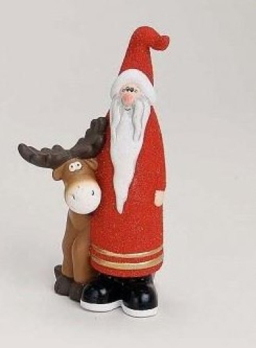 Der Nikolaus mit Elch aus Ton - Geniale Dekoidee - Stehende Variante
