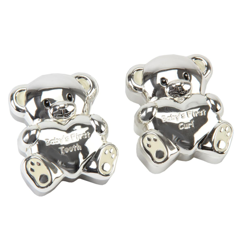 Preview: Das geniale Taufgeschenk - Bärchen mit Herz - Die versilberte Lockendose &  Zahndose im Geschenkset