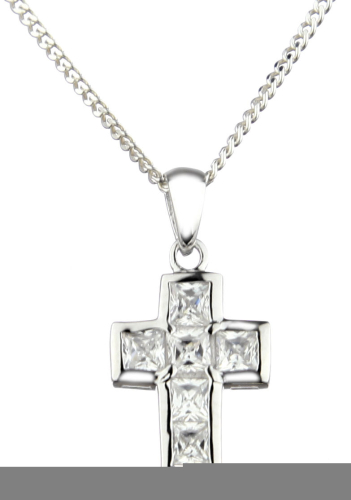 Preview: Das wunderschöne Schmuckset mit Strasskreuz - Echt Silber 925