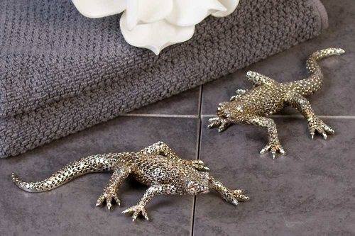 Die etwas andere Dekoration - 2 Geckos in Antik Silber ! Echsenpärchen zur Deko - Eidechsen