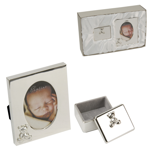 Das süße Babyset Bilderrahmen und Schmuckdose im Geschenkkarton - 2-teilig