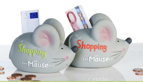 Die süße Spardose "Shopping ..Mäuse.."  -  aus Keramik 