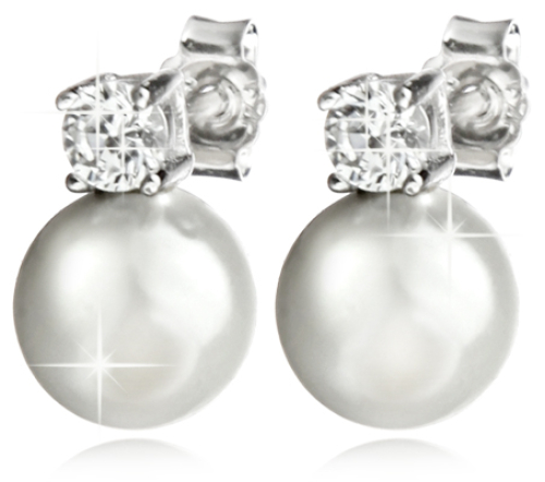 Preview: Die zeitlos schönen Perlenohrstecker cremefarben - Echt Silber 925
