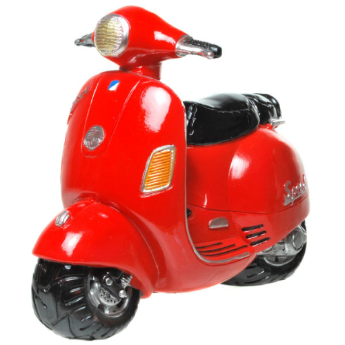 Preview: Die geniale feuerrote Spardose Motorroller