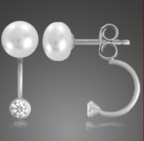 Preview: Die besonderen Ohrstecker mit Perle und Zirkonia- Echt Silber 925