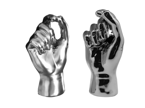 Keramik Vase Hand in Silber, die besondere Dekorationsvase