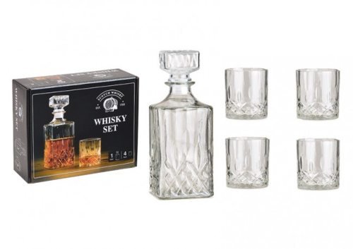 Preview: Whisky Karaffe mit 4 Gläsern - 5 teiliges Set
