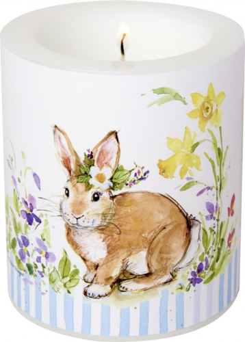 Das süße Windlicht zu Ostern, Lovely Bunny, Kerze mit Hasenmotiv - Osterkerze IHR