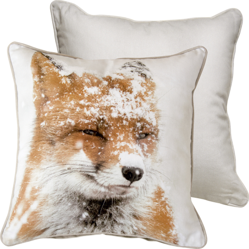 Kissen Winterfuchs - Fuchs im Schneegestöber - Textilkissen aus dem Hause IHR