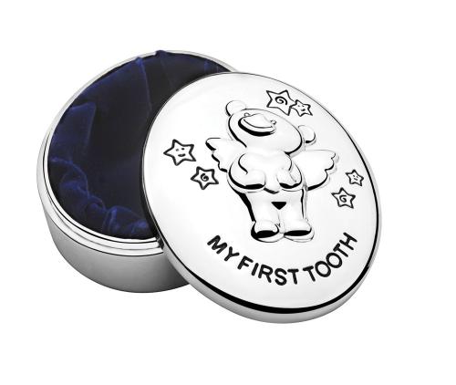 Preview: Die silberne Dose für die ersten Zahn - Zahndose Twinkle Versilbert!