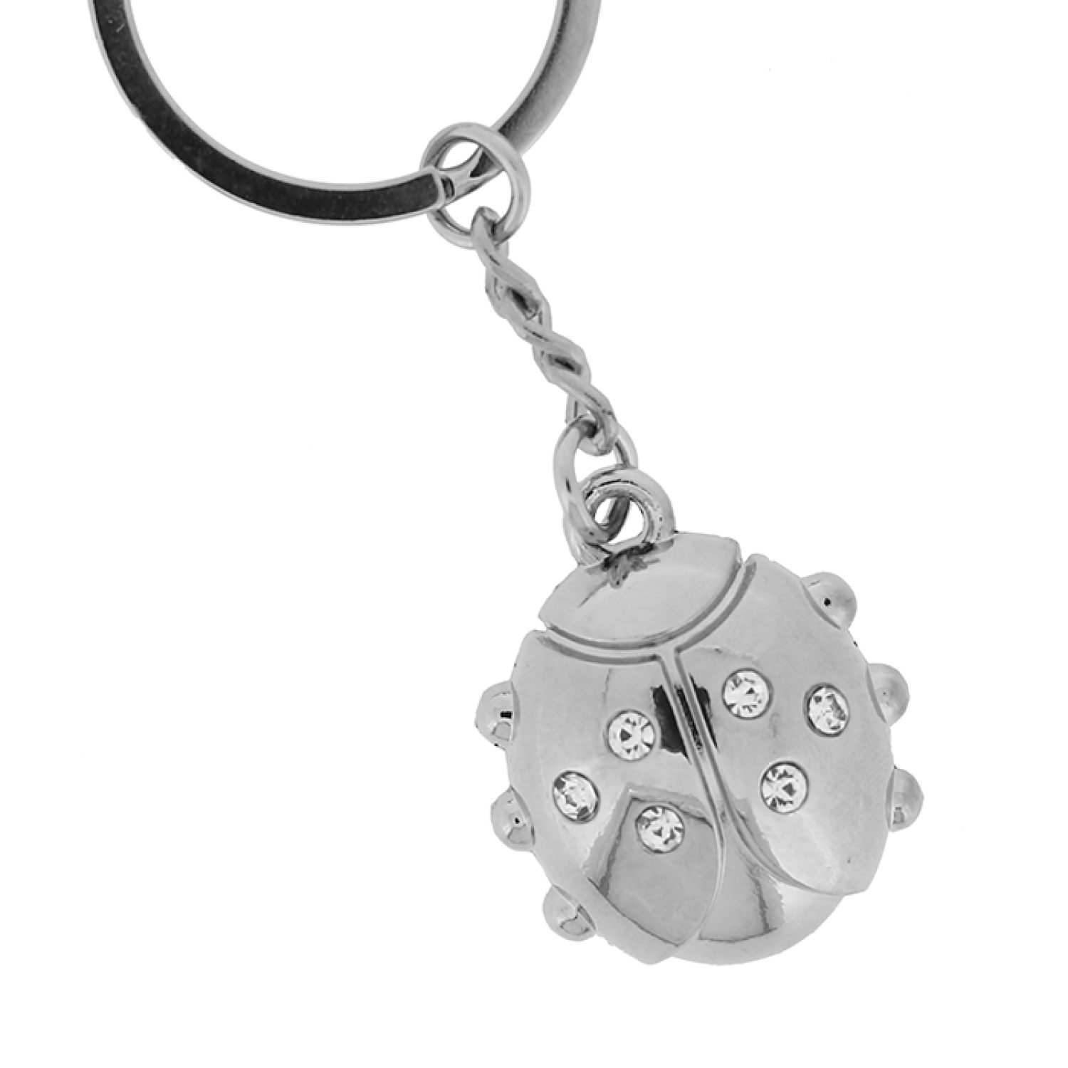 Der schöne Schlüsselanhänger Marienkäfer mit Strass Steinen - Silber