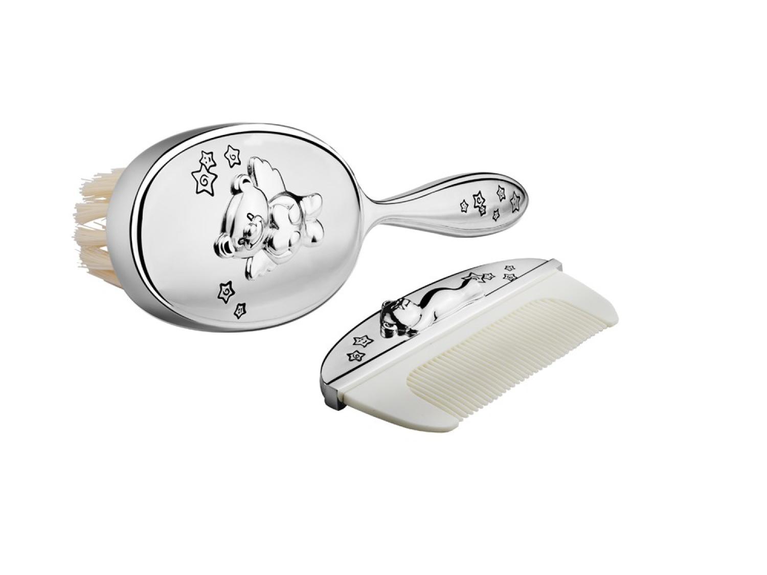 Das silberne Geschenkset Babys Kamm und Bürste - Taufgeschenk