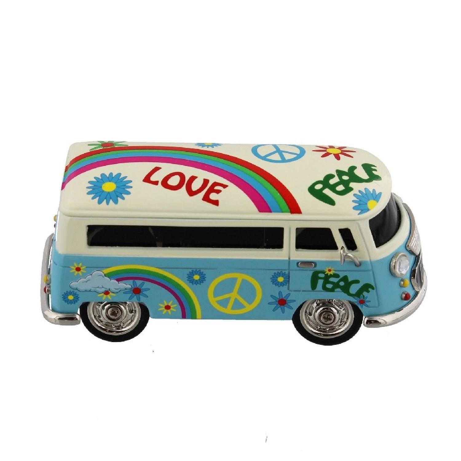Die bunte Schreibtischuhr Campingbus - Miniaturuhr im Hippiestyle