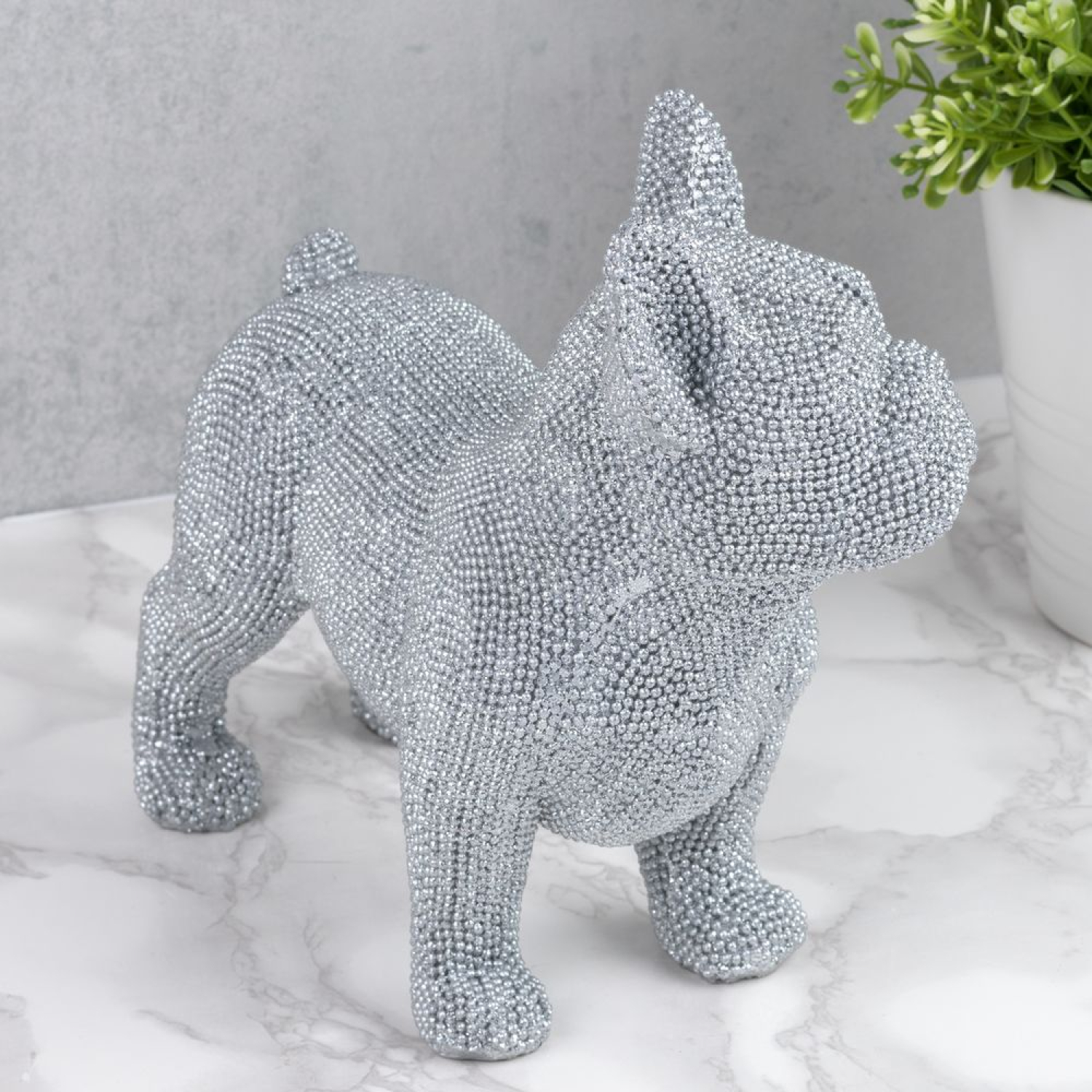 Stehende Bulldogge Metallic Finish - Hundefigur aus der Luxus Living Serie