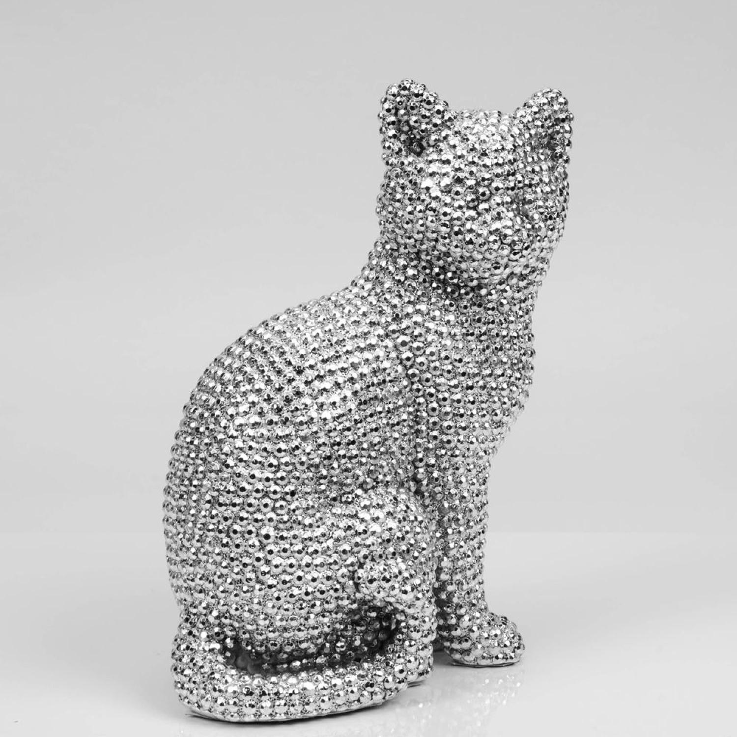 Sitzende Katze als Dekofigur mit Diamanteffekt