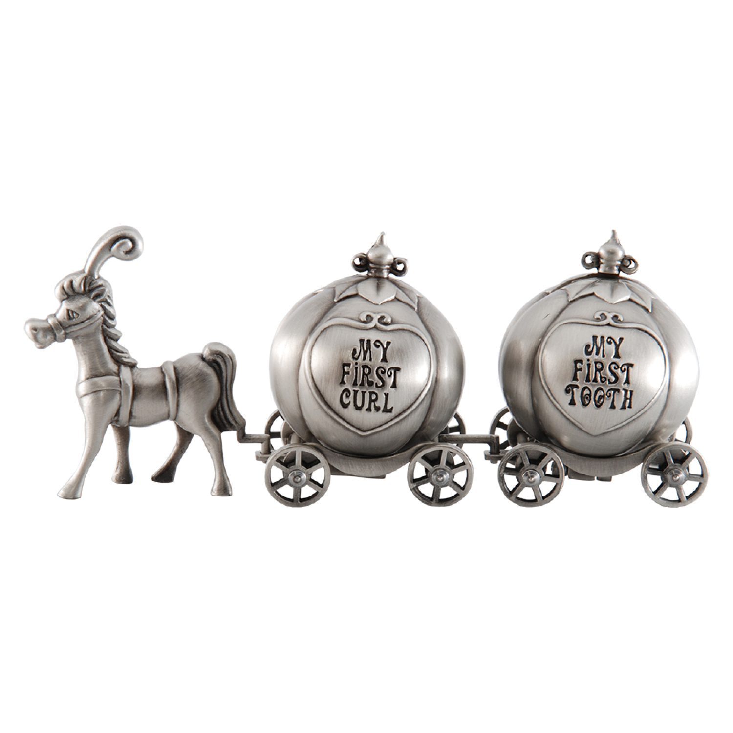 Prinzessinen Kutsche - Geschenkset Cinderella - Zahn und Lockendose matt/silber