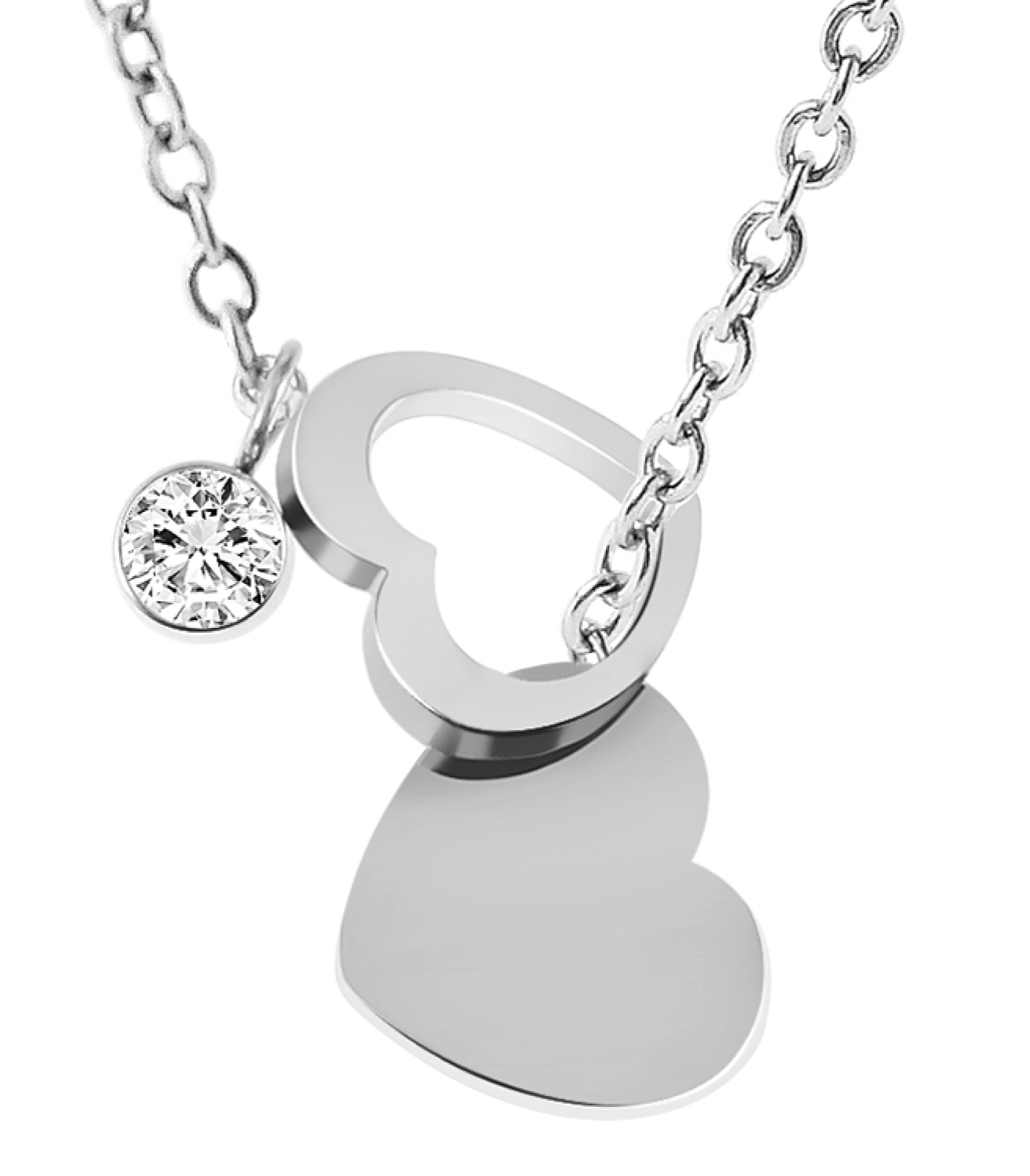 Damenhalskette Priscilla mit großem Strass Stein silber 45+5 cm