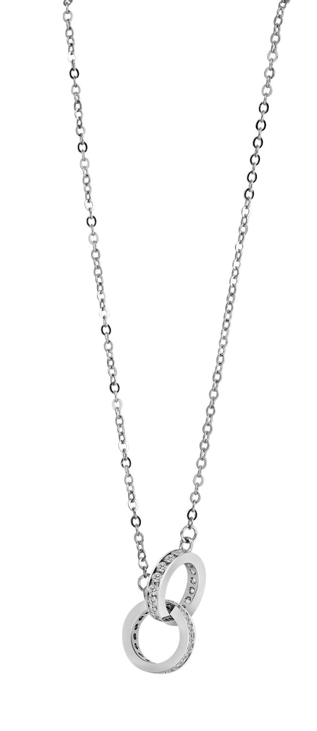 Damenhalskette Tied Together - Silberkette mit Doppelanhänger, Echt Silber 925 rhodiniert