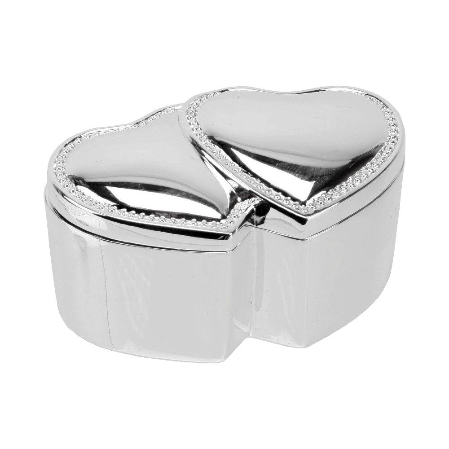 Die schöne versilberte Ringdose 2 Herzen - Ich liebe Dich!