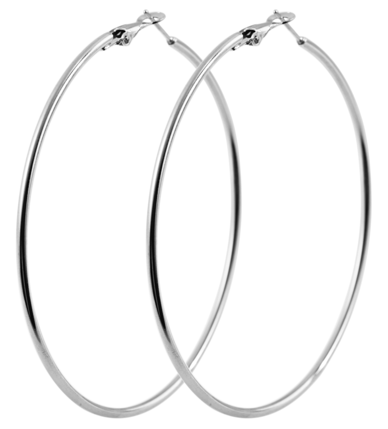 Edelstahl Creolen 70 mm mit Klappverschluss Silber