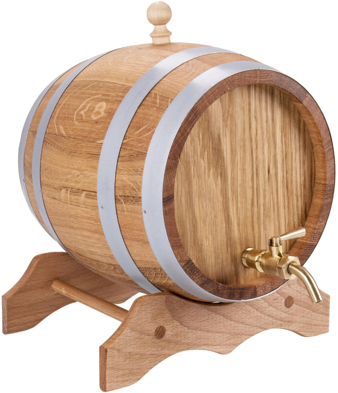 Eichenfass 1 Liter mit Bock Messinghahn und Gravur geölt