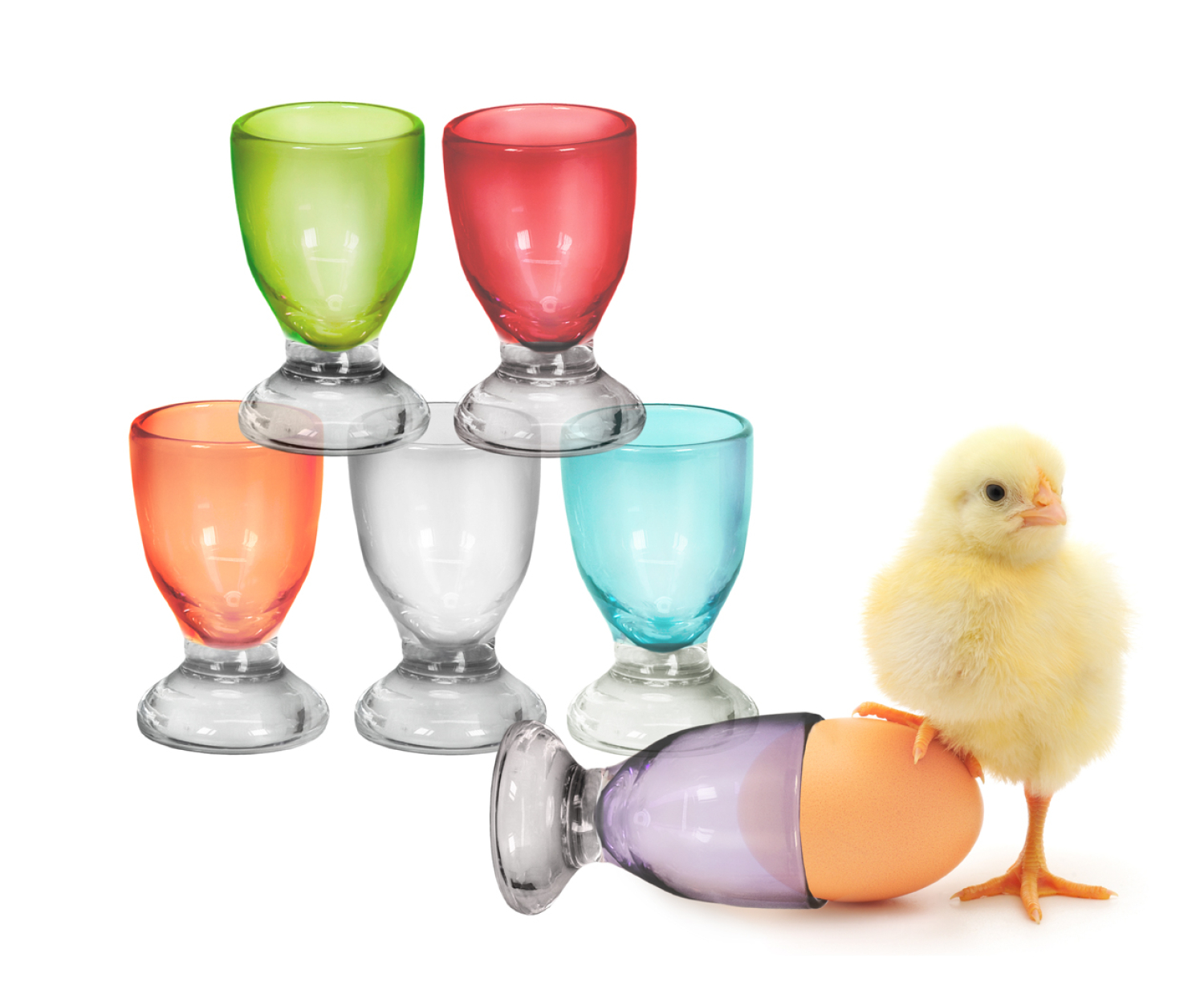 Die massiven Edzard Eierbecher aus farbigem Kristallglas 6-er Set farbig - Modell Eve