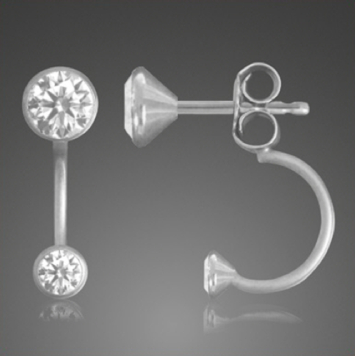 Die besonderen Ohrstecker mit doppel Zirkonia - Echt Silber 925