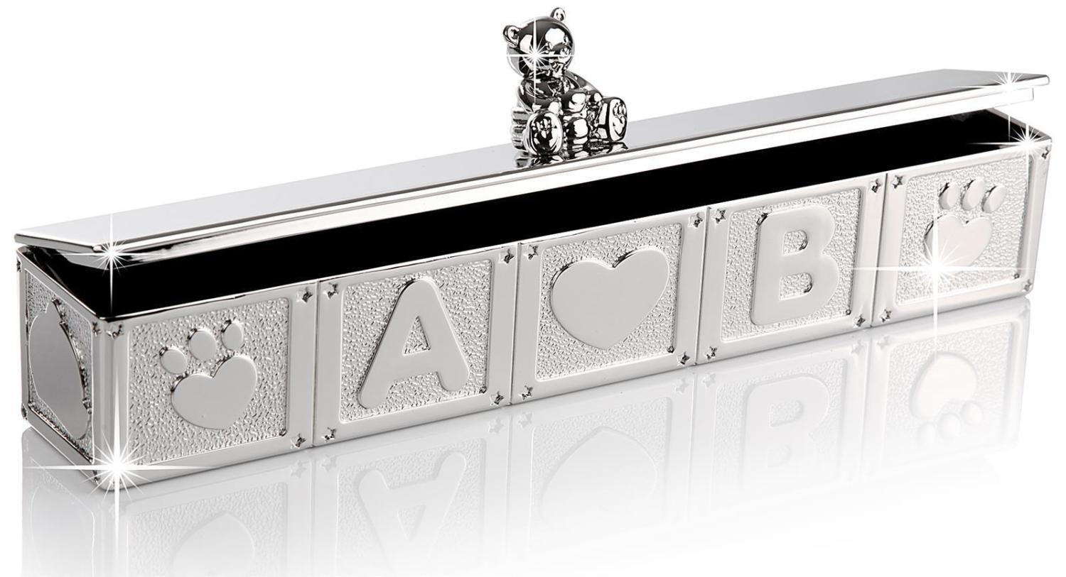 Die silberne Dose für die Geburtsurkunde - Taufgeschenk Geburtsurkundenhalter - Versilbert