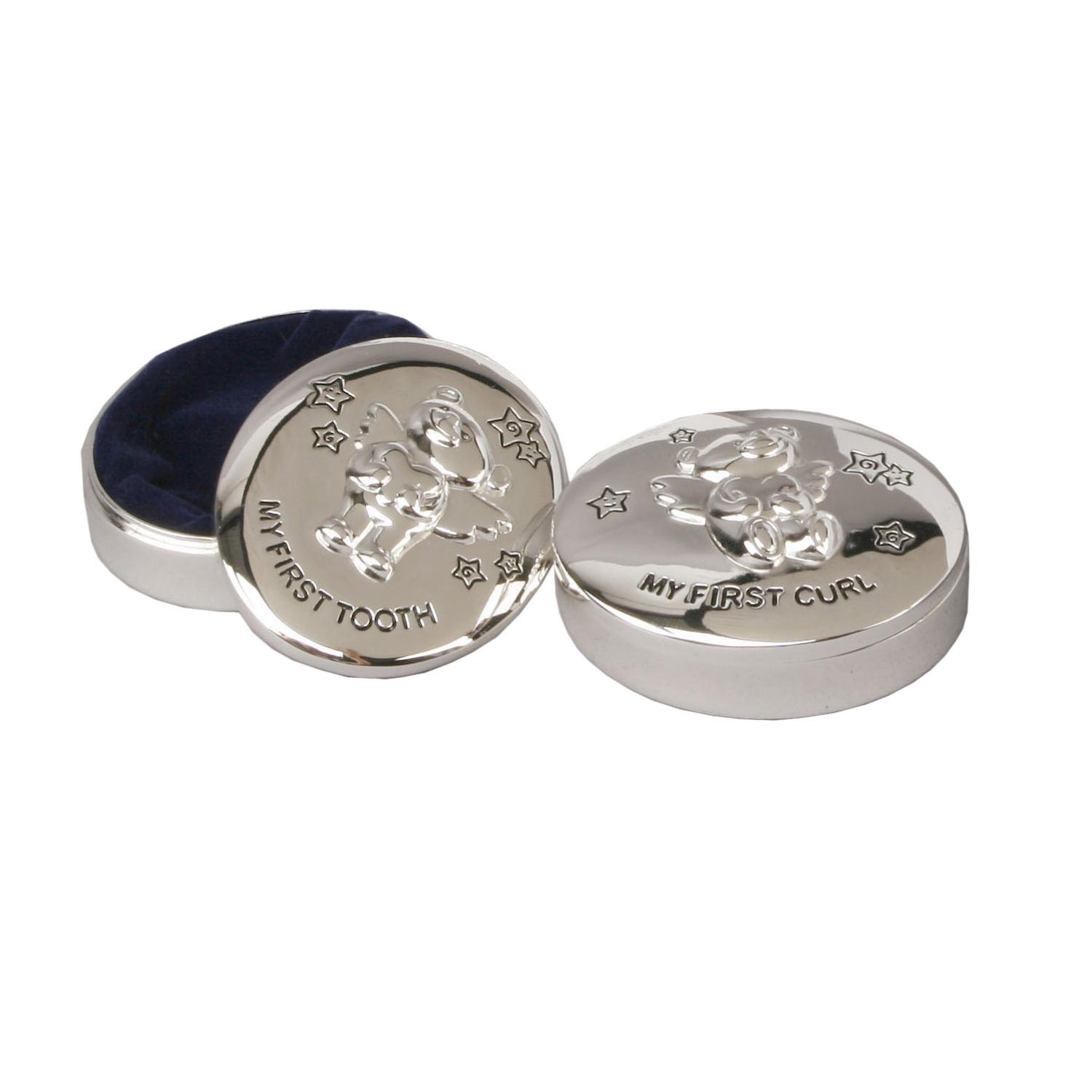 Geschenkset Lockendose und Zahndose Bärchen - Twinkle Set + Geschenkkarte, Gravurfähig