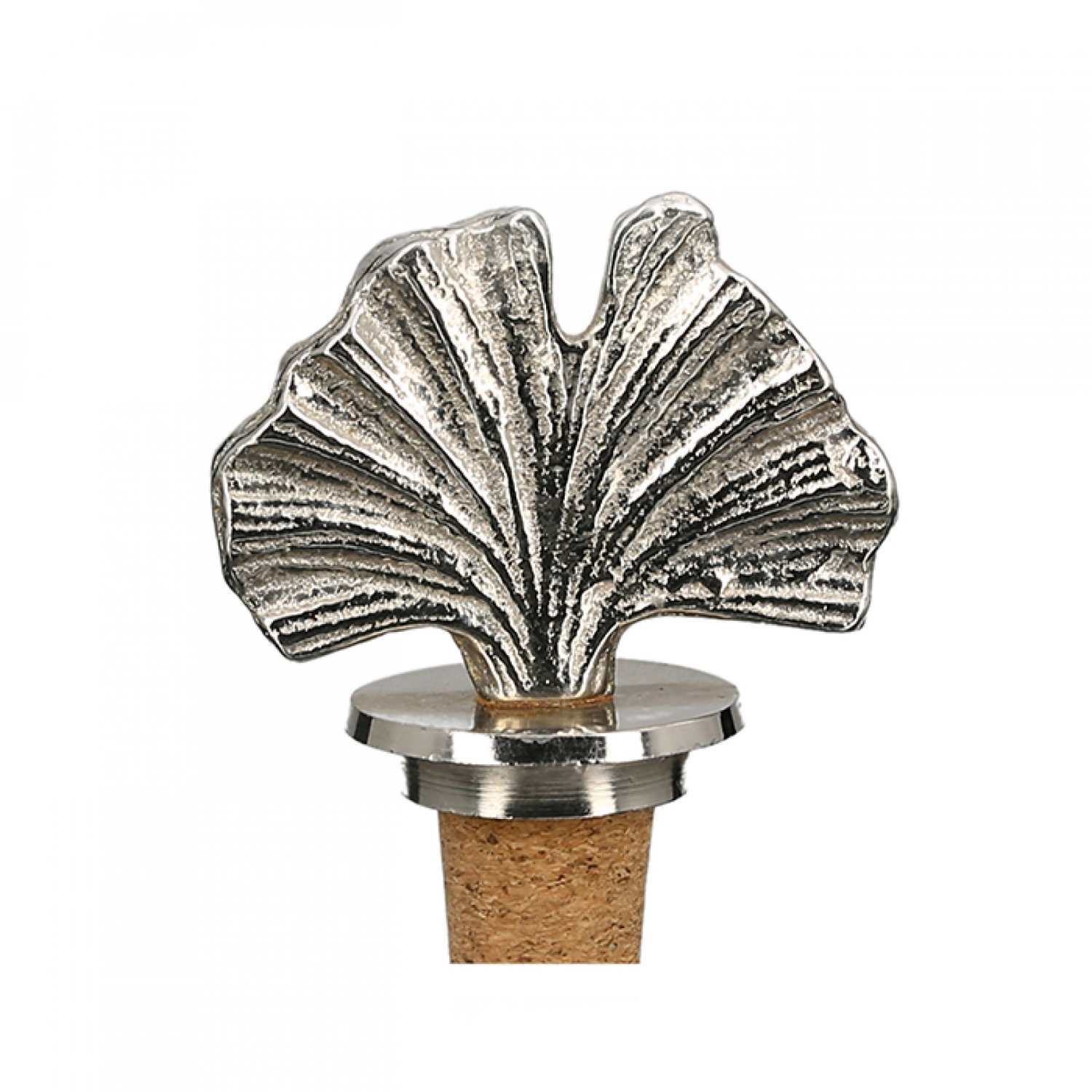Ginko Silber Flaschenverschluß - Flaschenstöpsel Ginko Blatt, Metall Flaschenverschluss