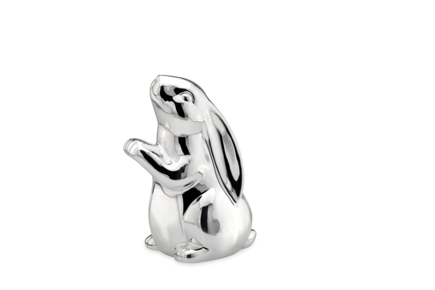 Stehender Hase Silber Glänzend, Osterhase Versilbert ca. 19 cm