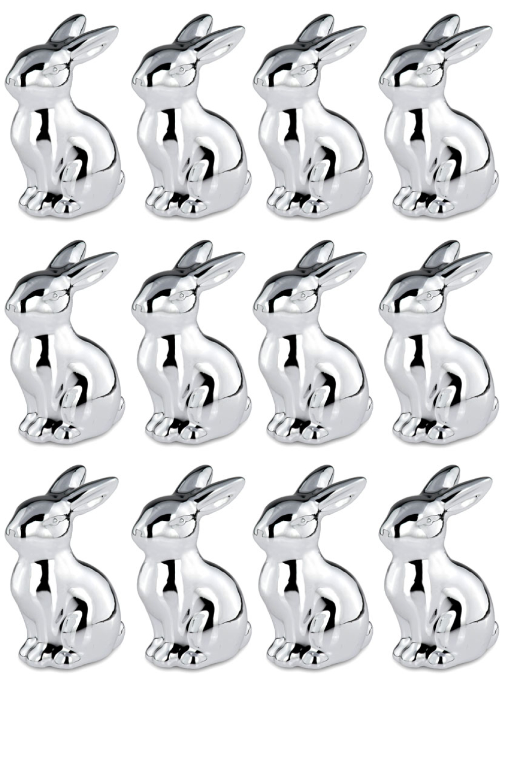 Kollektion sitzende Osterhase im 12 teiligen Set, versilbert