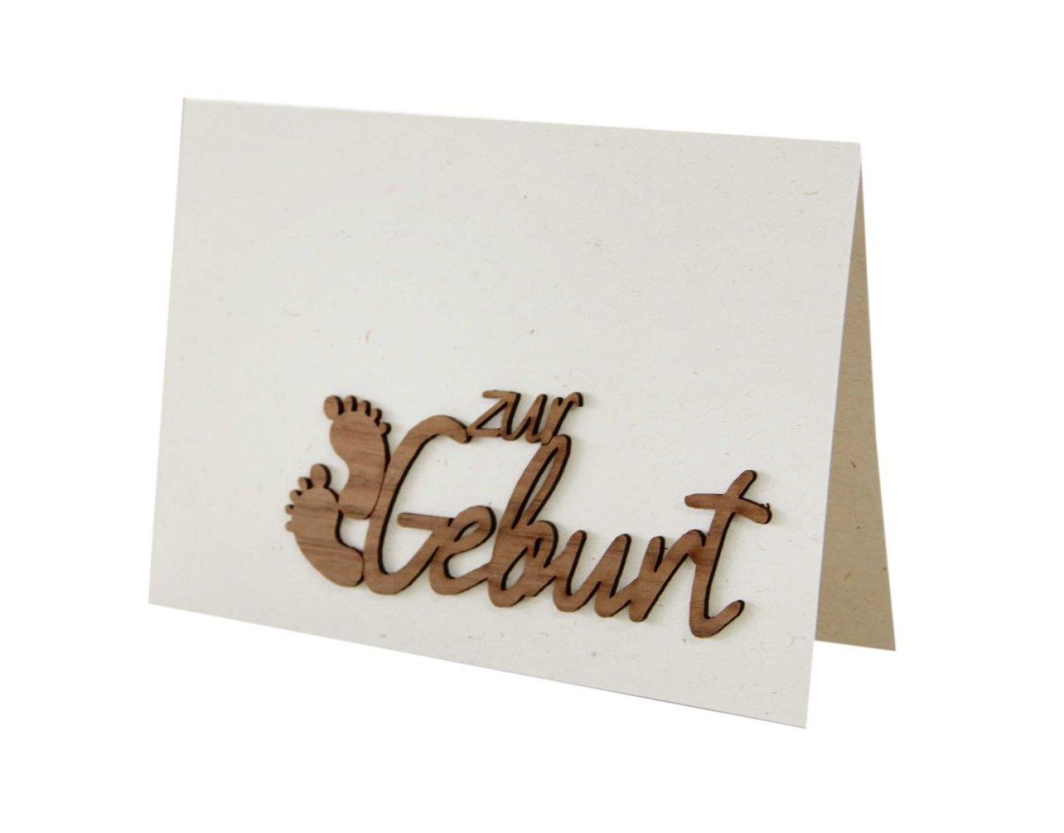 Glückwunschkarte zur Geburt mit 3D Schriftzug aus Holz