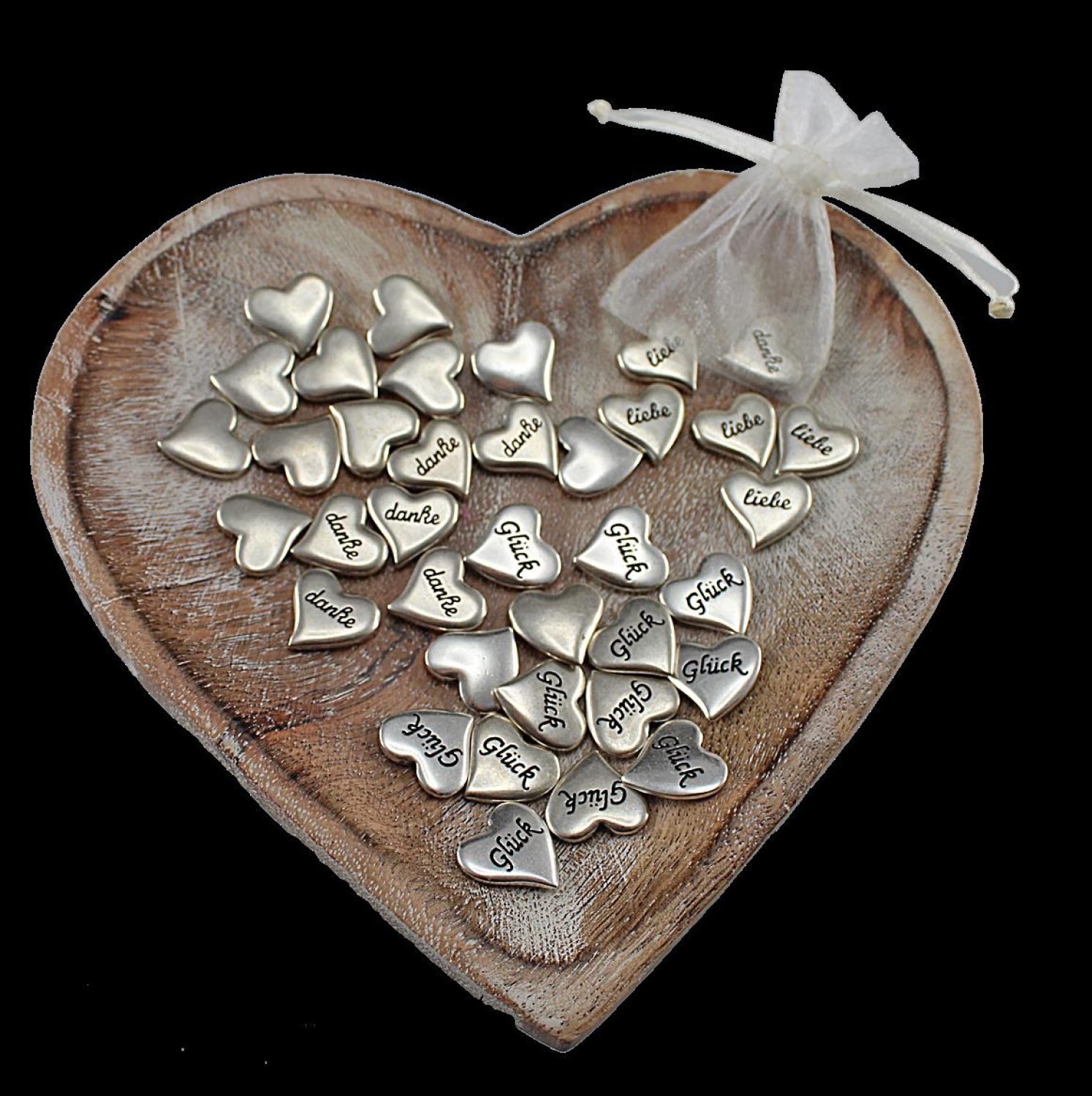 Der rustikale Teller in Herzform aus Mangoholz - Holzschale 26 x 26 cm