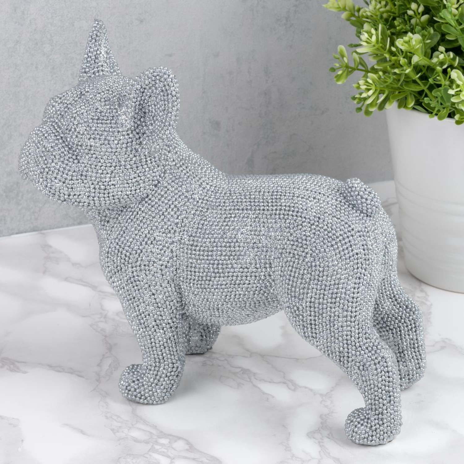 Stehende Bulldogge Metallic Finish - Hundefigur aus der Luxus Living Serie