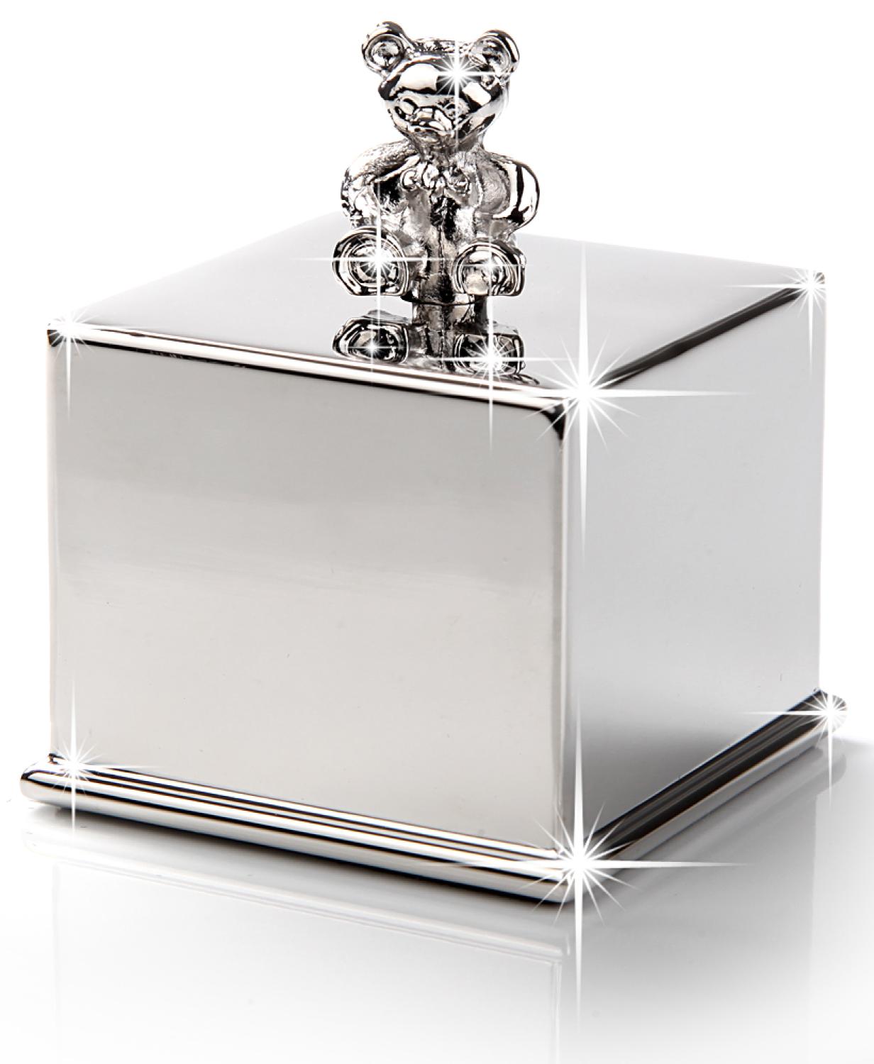 Die silberne Spieluhr mit Teddy, Stille Nacht, gravurfähig