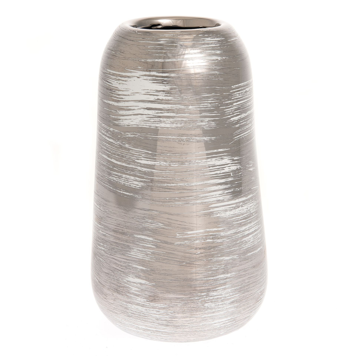 Die moderne Keramikvase mit silbernen Wirbeldesign