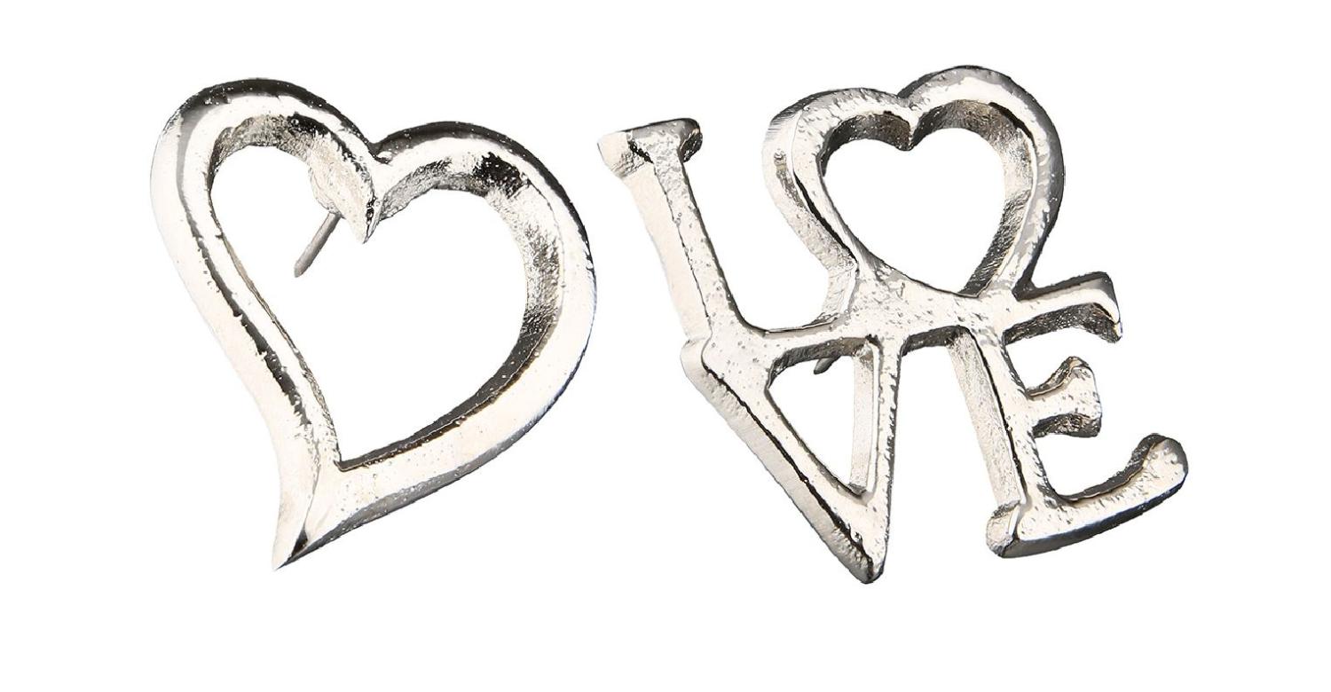Kerzendeko Love mit Herz, Kerzenstecker im Set, Kerzenpin ca. 4 cm