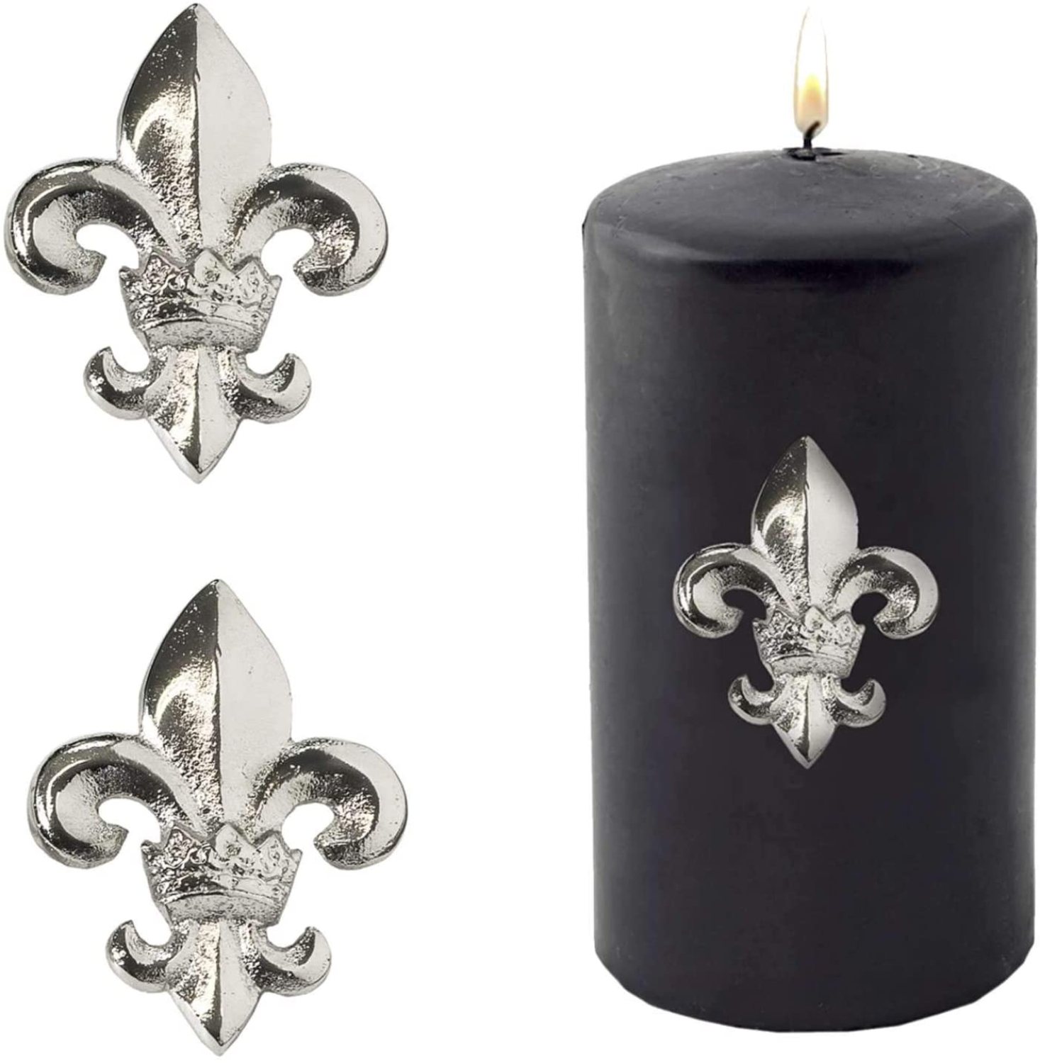 2tlg. Set Kerzendeko Lilie aus Metall, Metallstecker Lilie, Kerzenstecker, Kerzenpin 6,5 cm