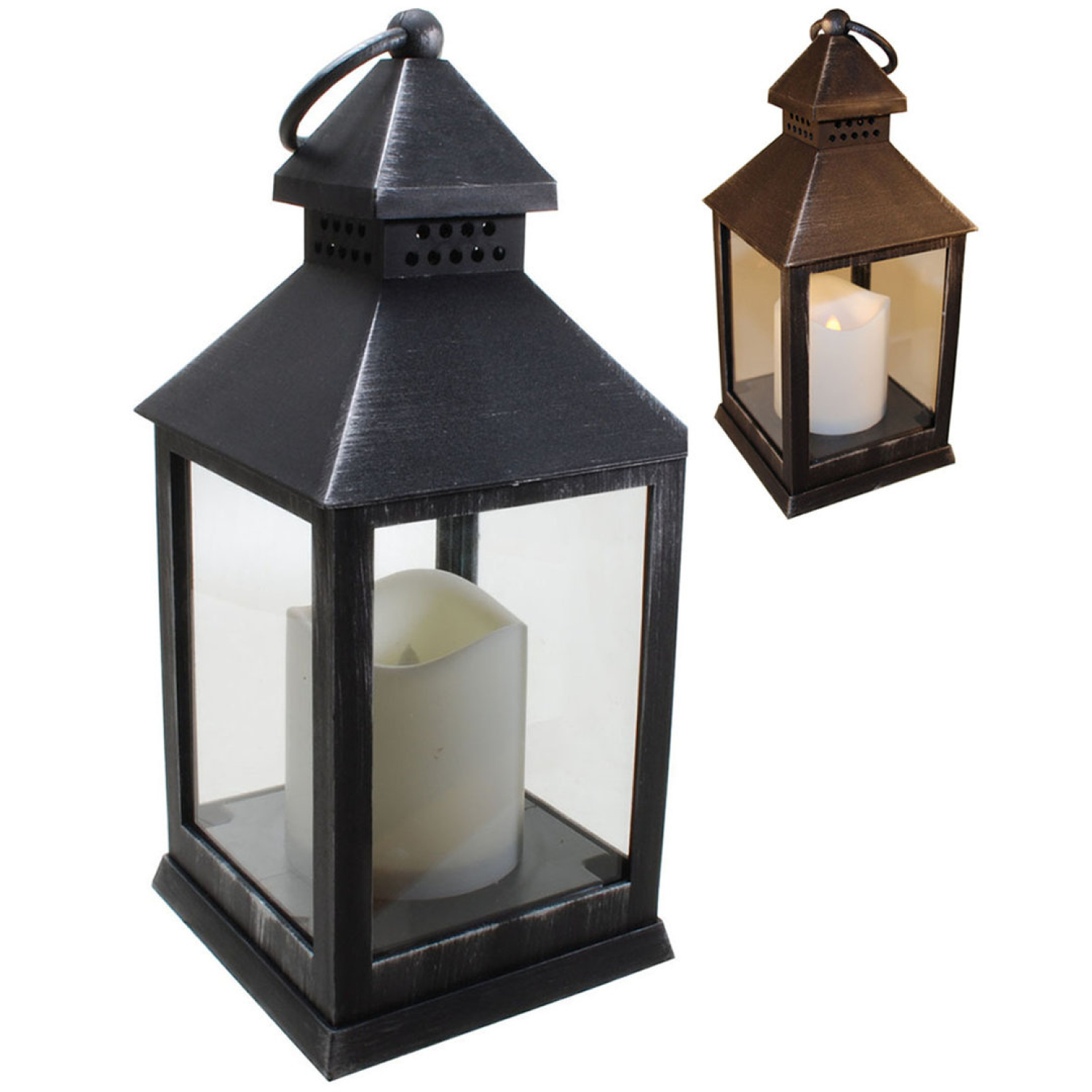 Laterne incl. LED Kerze mit Abschaltautomaik + Flackereffekt, witterungsbeständig
