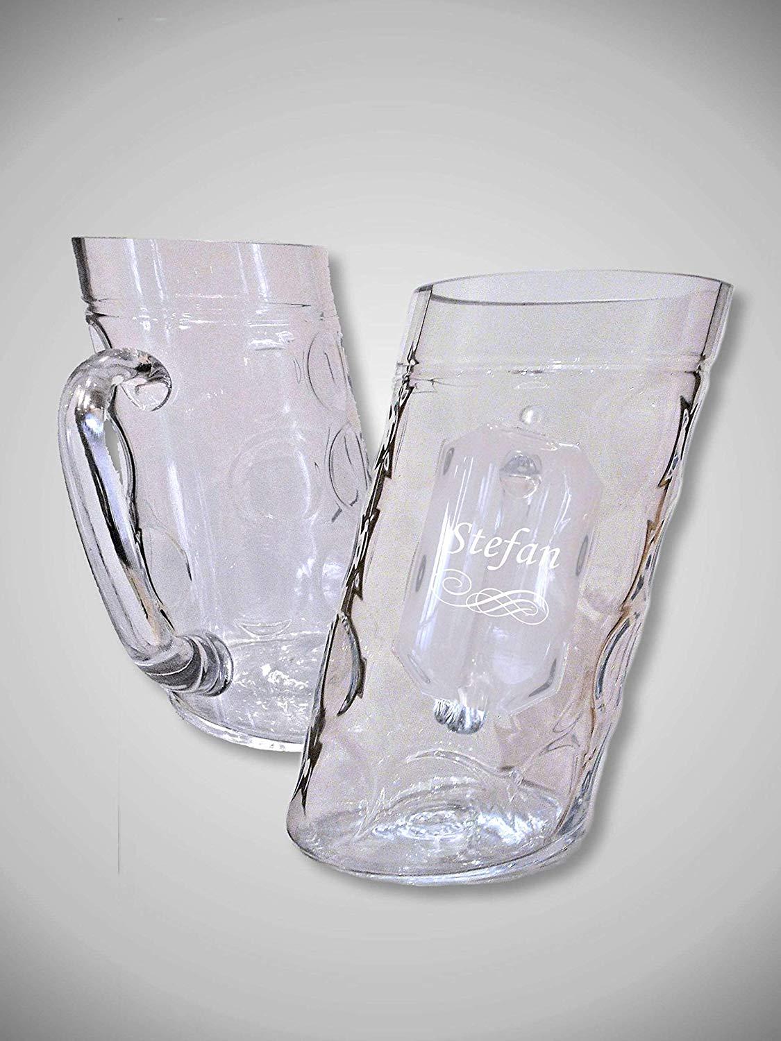 Bayerischer Masskrug beschwipst - Maß aus Kristallglas - Neutral mit Gravurfeld