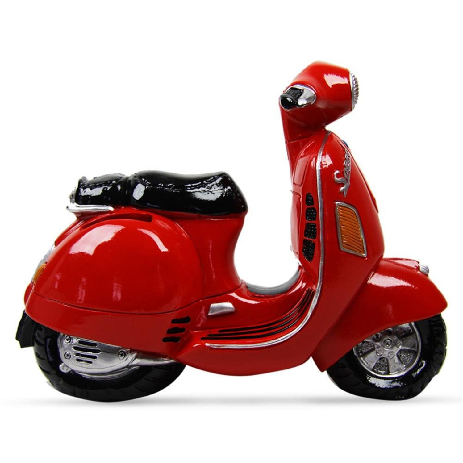 Die geniale feuerrote Spardose Motorroller