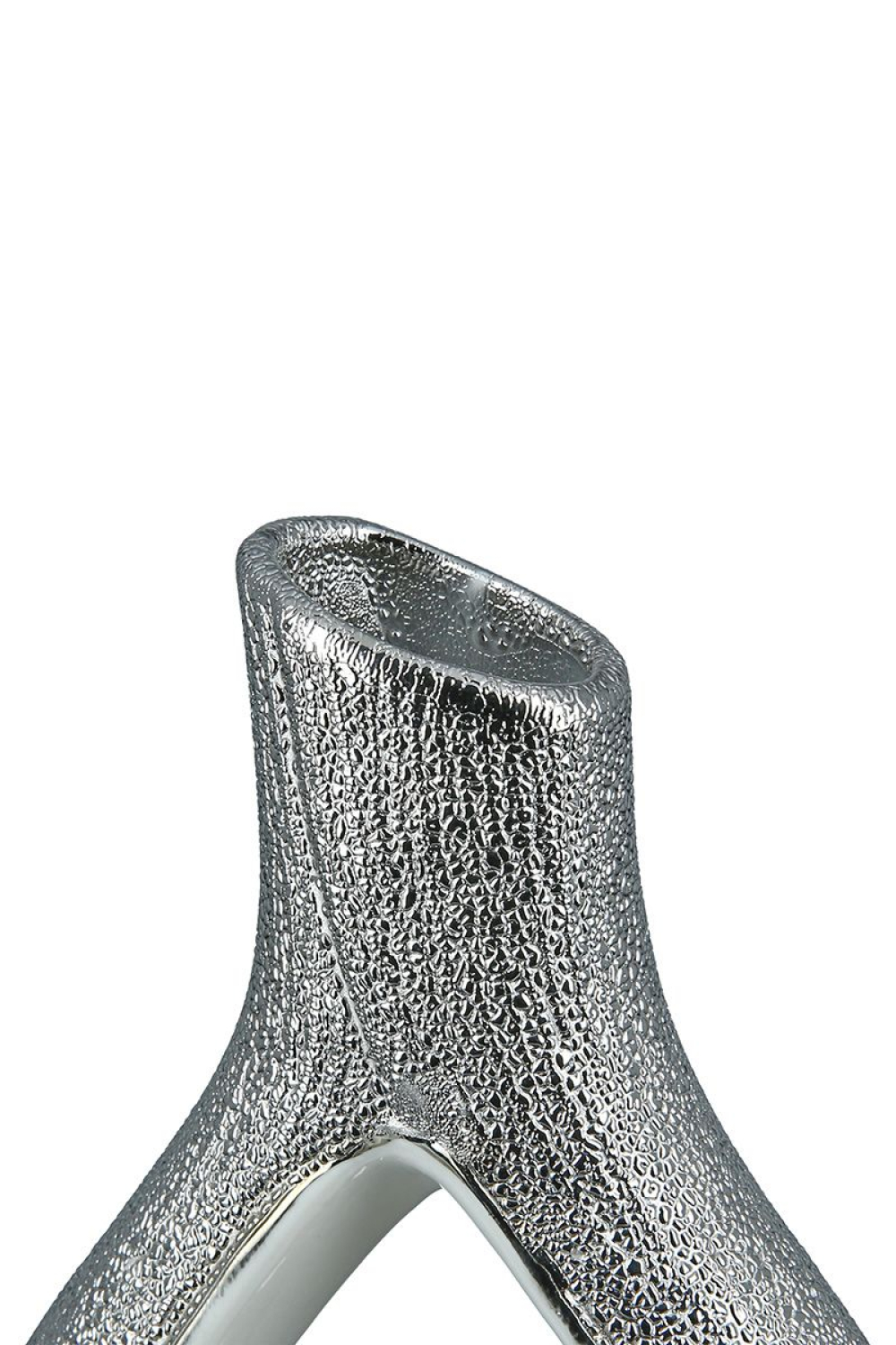 Vase, Herzmotiv, Porzellan, weiß, silberfarben, Höhe 26 cm