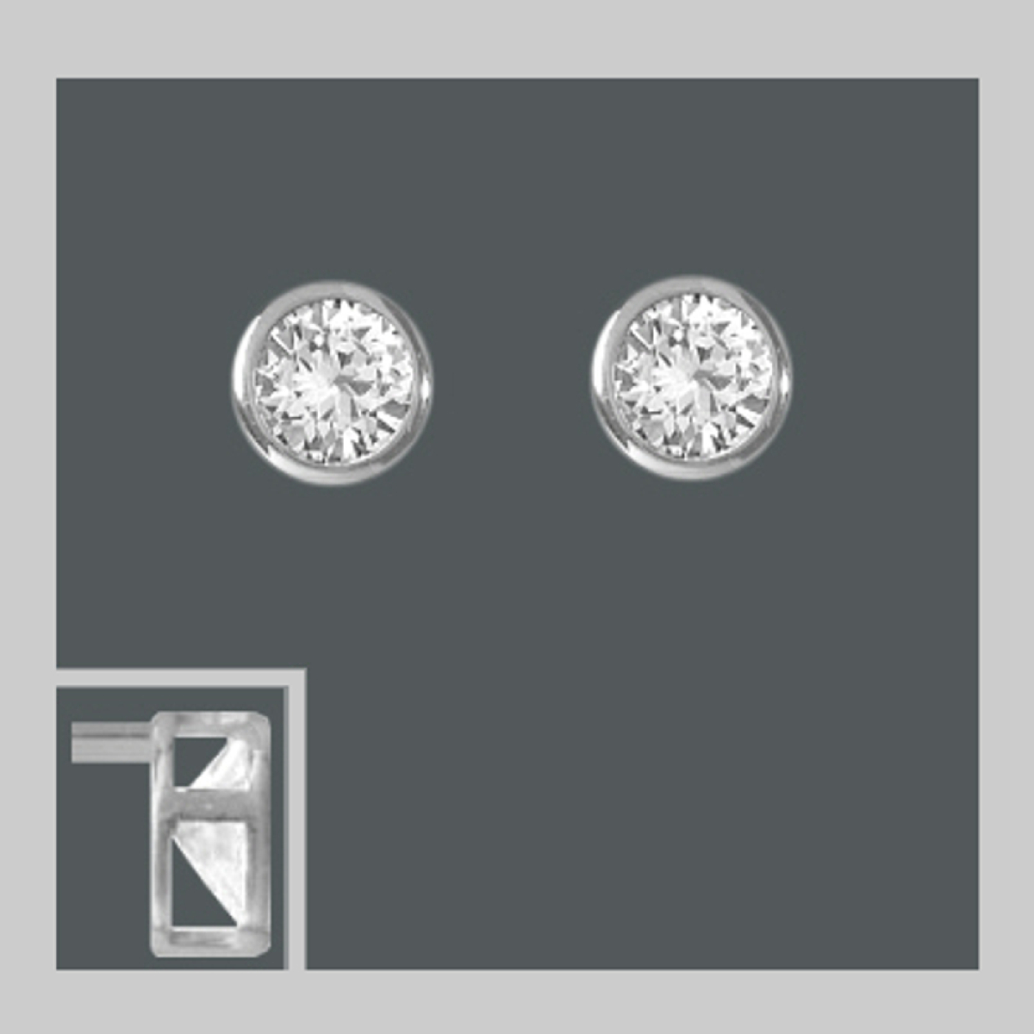 Ohrstecker mit gefasstem Zirkonia  - 3mm - Echt Silber 925