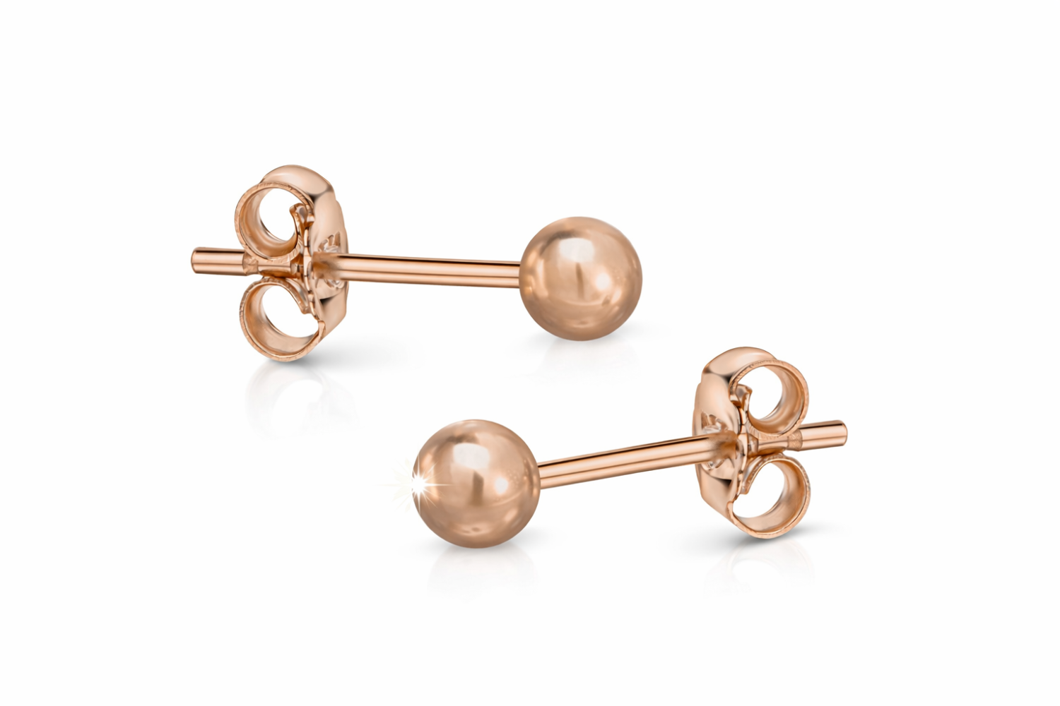 Die schönen Ohrstecker kleine Kugel, Echt Silber 925 - rosé gold