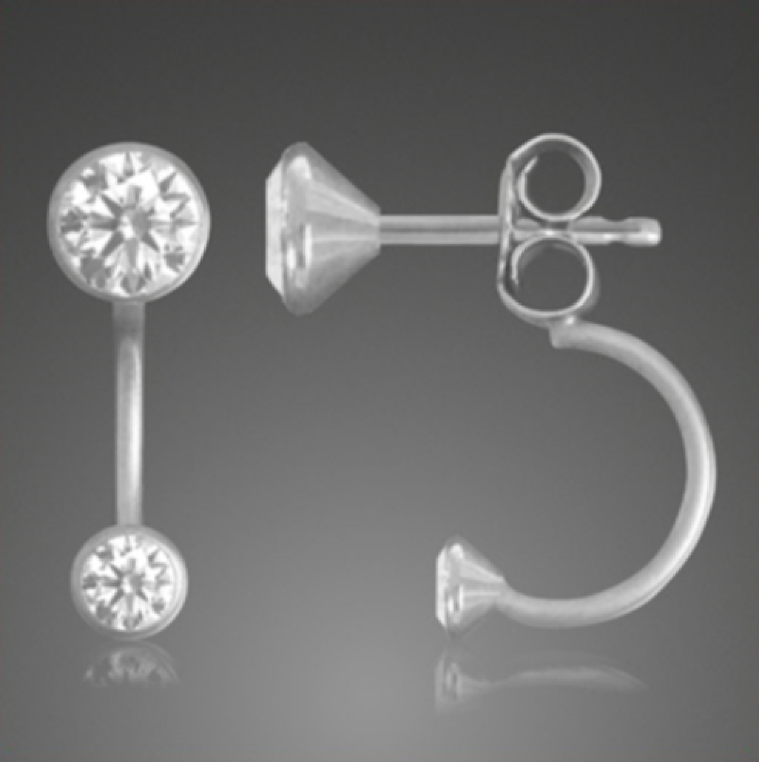 Die besonderen Ohrstecker mit doppel Zirkonia - Echt Silber 925
