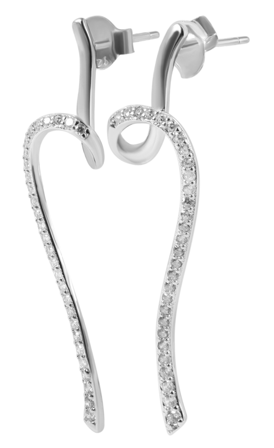 Lange, spiralförmige Ohrstecker mit Zirkonia Echt Silber 925